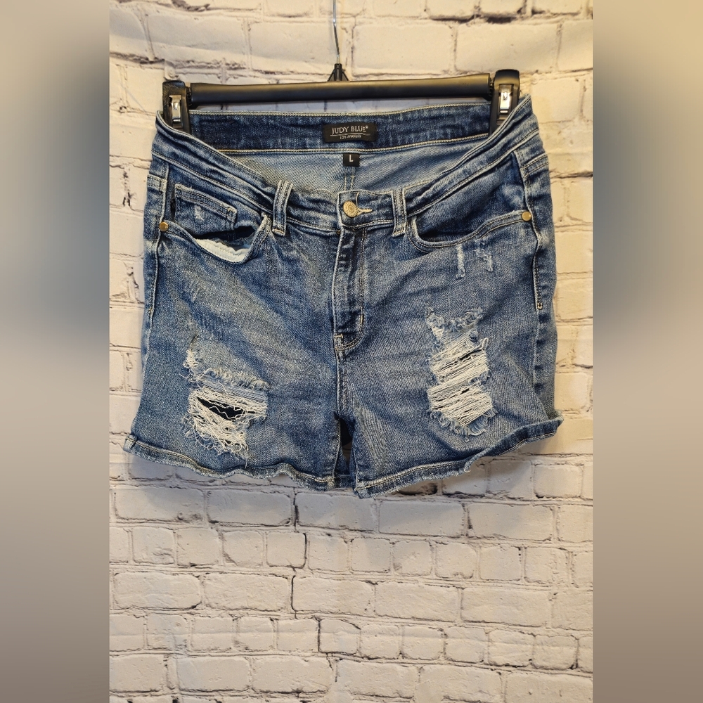 Judy Blue Light Blue Distressed Jean Shorts